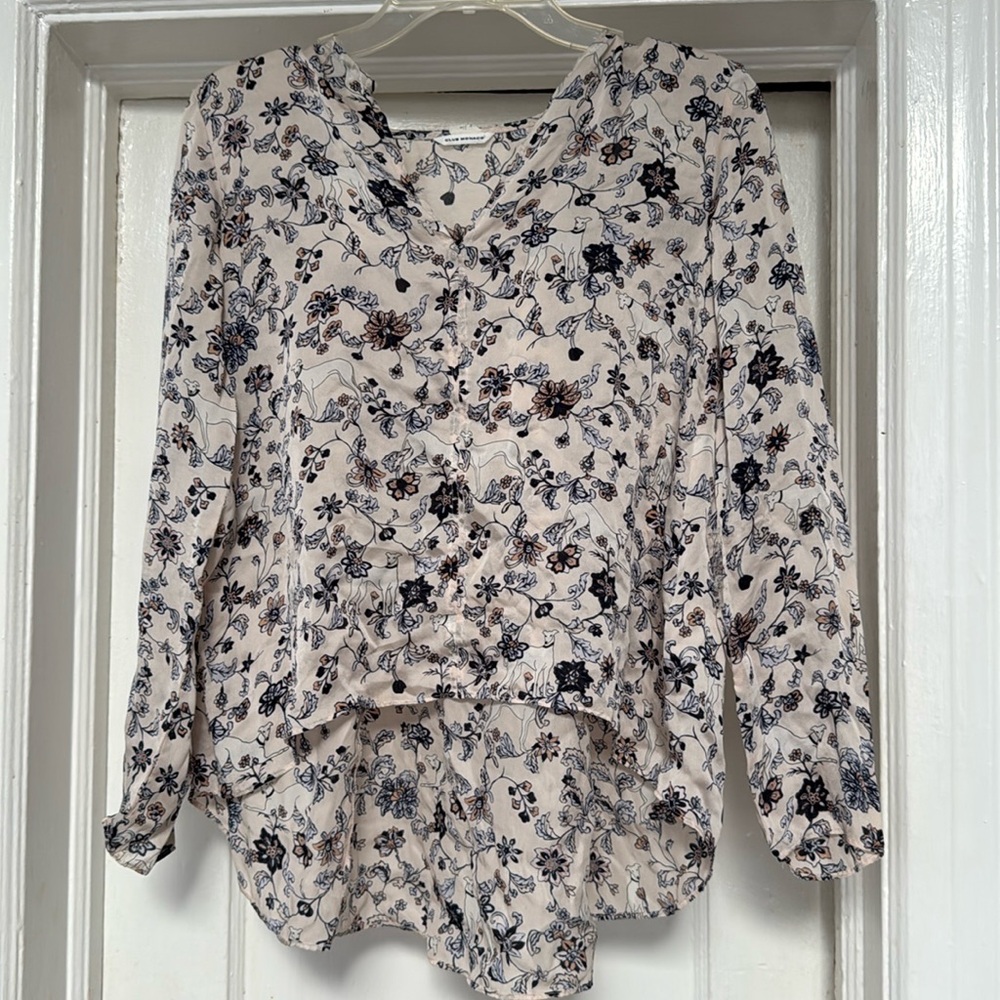 Club Monaco Silk High Low Blouse Tunic XS